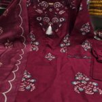 Premium Maroon Cotton Embroidered 3 Piece Suit for Women | Floral Embroidery Salwar Kameez with Matching Dupatta