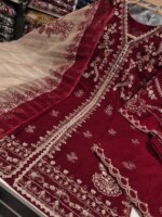 Premium Maroon Cotton Embroidered 3 Piece Suit for Women | Elegant Cotton Salwar Kameez with Embroidered Dupatta - Image 4