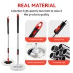 Mop with Long Telescopic Steel Handle microfiber cloth 360 Spin for Effective Floor Cleaning kit - Image 2
