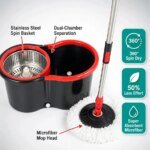 Mop with Long Telescopic Steel Handle microfiber cloth 360 Spin for Effective Floor Cleaning kit - Image 3