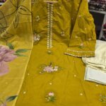 Premium Yellow Cotton Embroidered 3 Piece Suit for Women | Floral Embroidery Cotton Salwar Kameez