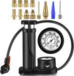 Mini Portable Bike, Bicycle Tire Hand Foot Activated Floor Pump with Presta Schrader Dunlop Valves Extra Valve and Gas Needle - Image 8
