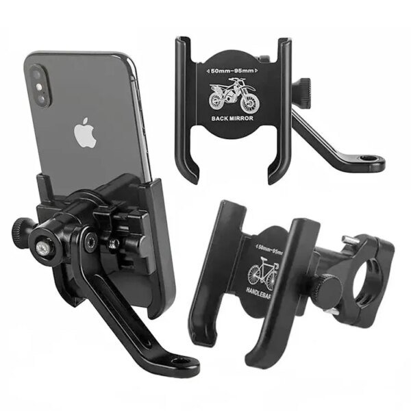 Universal Aluminum Alloy 360° Rotated Adjustable Rear-View NON USB Mirror Type Bike Motorcycle Honda Scoter Cell Phone Mobile Smart Phone Holder or Stand