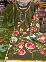 Premium Micro Silk Digital Print & Karchupi Work 3 Piece Dress for Women | Luxury Boutique Salwar Kameez Set with Dupatta