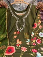 Premium Micro Silk Digital Print & Karchupi Work 3 Piece Dress for Women | Luxury Boutique Salwar Kameez Set with Dupatta - Image 4