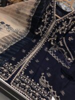 Premium Navy Blue Cotton Embroidered 3 Piece Suit for Women | Elegant Cotton Salwar Kameez with Embroidered Dupatta - Image 2