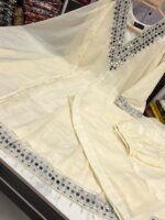 Premium Ivory Star Georgette Sharara Set for Women | Embroidery & Mirror Work 3 Piece Party Wear Dress - Image 2