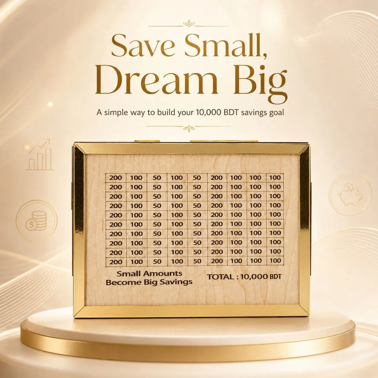 he3U12q3q2lEyx5a8V56NmuqB6B4yrR0ex0uW0DO Wooden Money Saving Box (Piggy Bank) 10,000 tk - Image 1