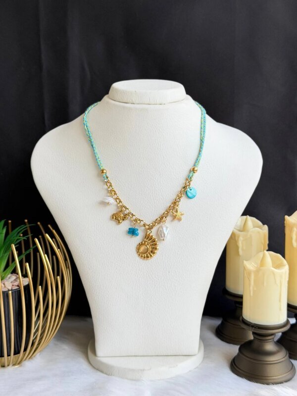 SS 18K Sea Theme Necklace for Women | Shell & Starfish Pendant | Trendy Golden Fashion Jewelry
