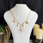 SS 18K Sea Theme Necklace for Women | Shell & Starfish Pendant | Trendy Golden Fashion Jewelry