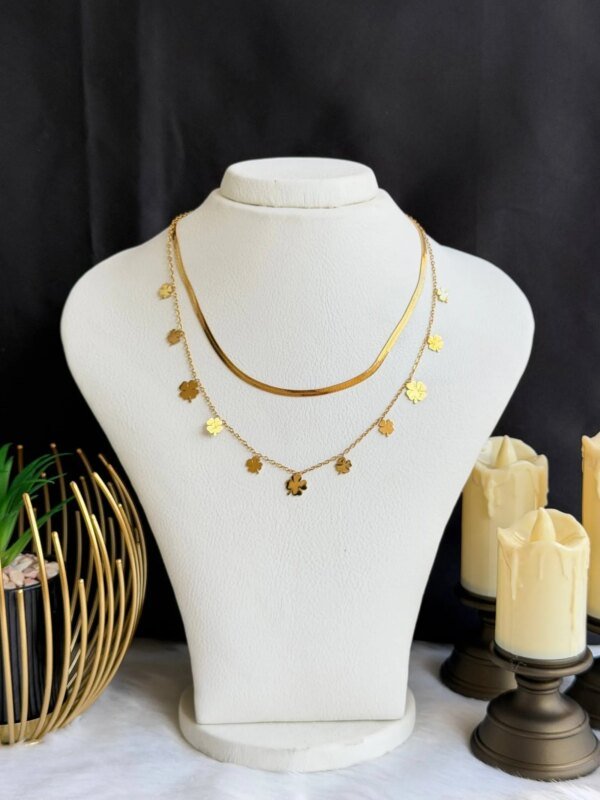 SS 18K Two-Layer Necklace for Women | Elegant Pearl Layered Necklace | Premium Fashion Jewelry