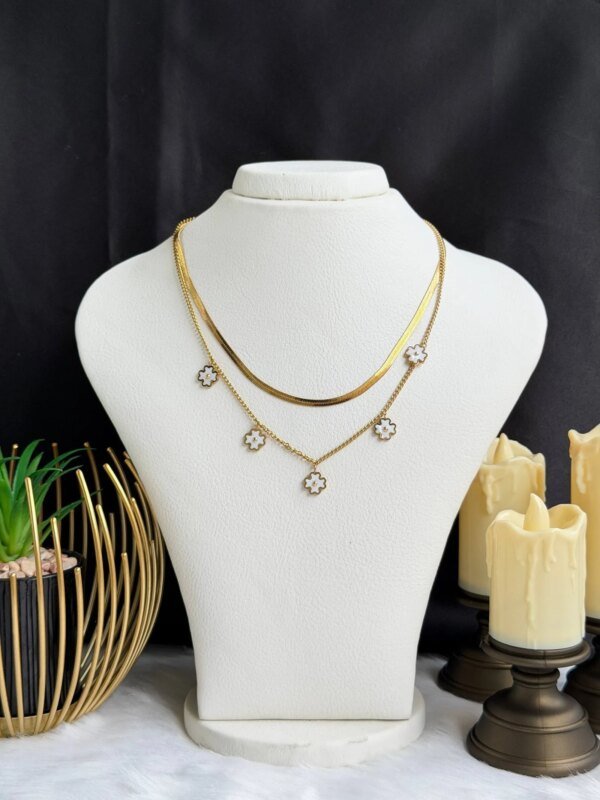 SS 18K Two-Layer Necklace for Women | Elegant Pearl Layered Necklace | Premium Fashion Jewelry