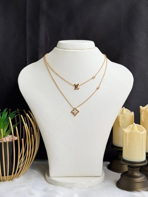 SS 18K Two-Layer Necklace for Women | Elegant Pearl Layered Necklace | Premium Fashion Jewelry