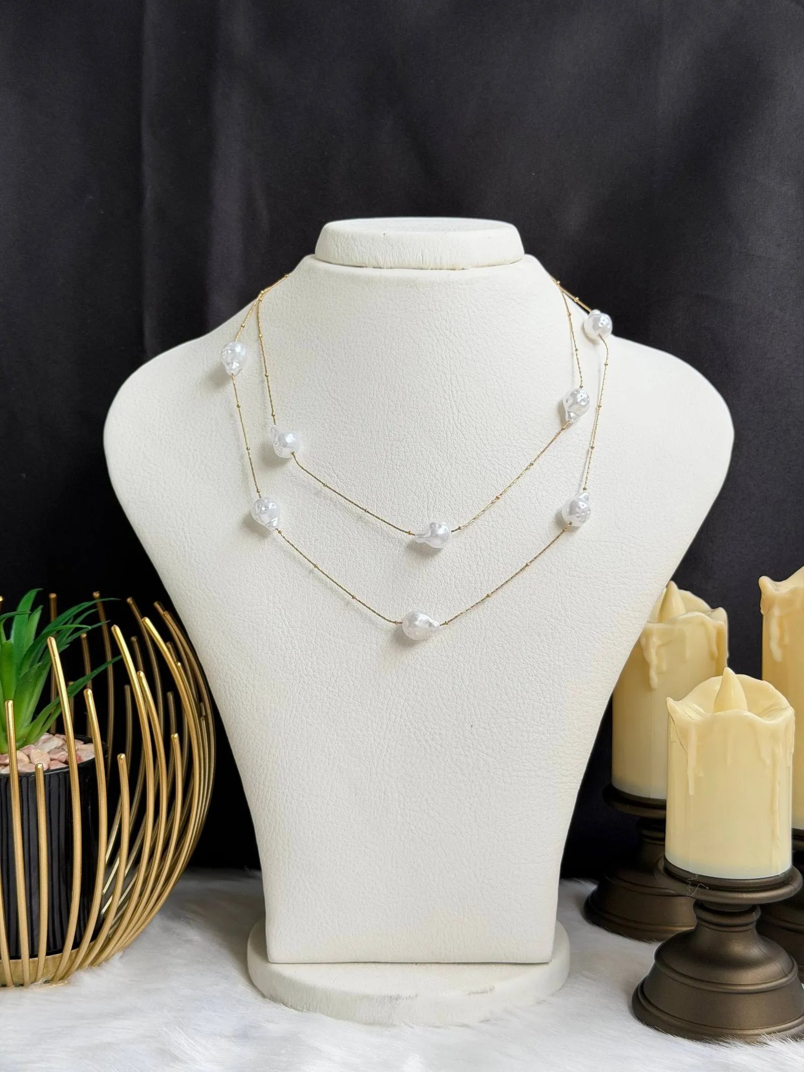 photo_6053356723105371033_w SS 18K Two-Layer Necklace for Women | Elegant Pearl Layered Necklace | Premium Fashion Jewelry - Image 1