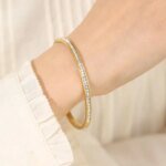 Full Stone Bracelet for Women | Premium Stainless Steel Golden Bracelet | Elegant Jewelry