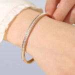 Full Stone Bracelet for Women | Premium Stainless Steel Golden Bracelet | Elegant Jewelry - Image 3