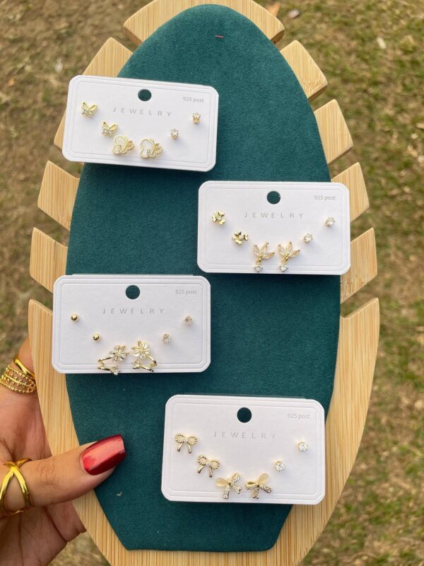 Earrings Set for Women | Elegant Floral Stud Earrings & Ear Cuff Set | Fashion Jewelry