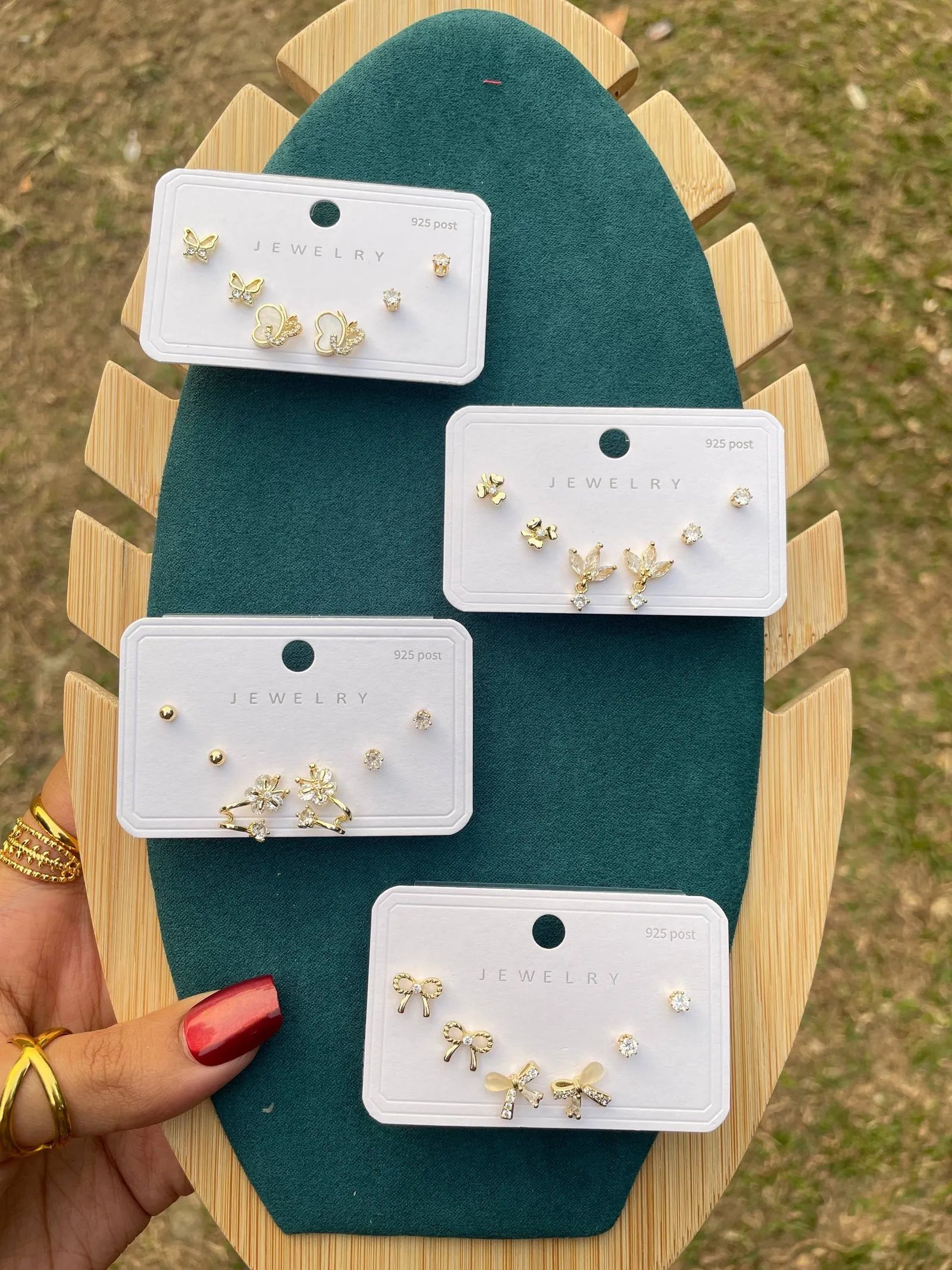 photo_6091240520794443146_w Earrings Set for Women | Elegant Floral Stud Earrings & Ear Cuff Set | Fashion Jewelry - Image 1