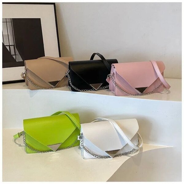 Women’s Envelope Shoulder Bag | Trendy PU Leather Crossbody Handbag | Neon, White & Pink Fashion Purse