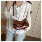 Women's Premium Patent Leather Shoulder Bag | Elegant Crossbody Handbag with Adjustable Strap | Stylish Ladies Purse - Image 2