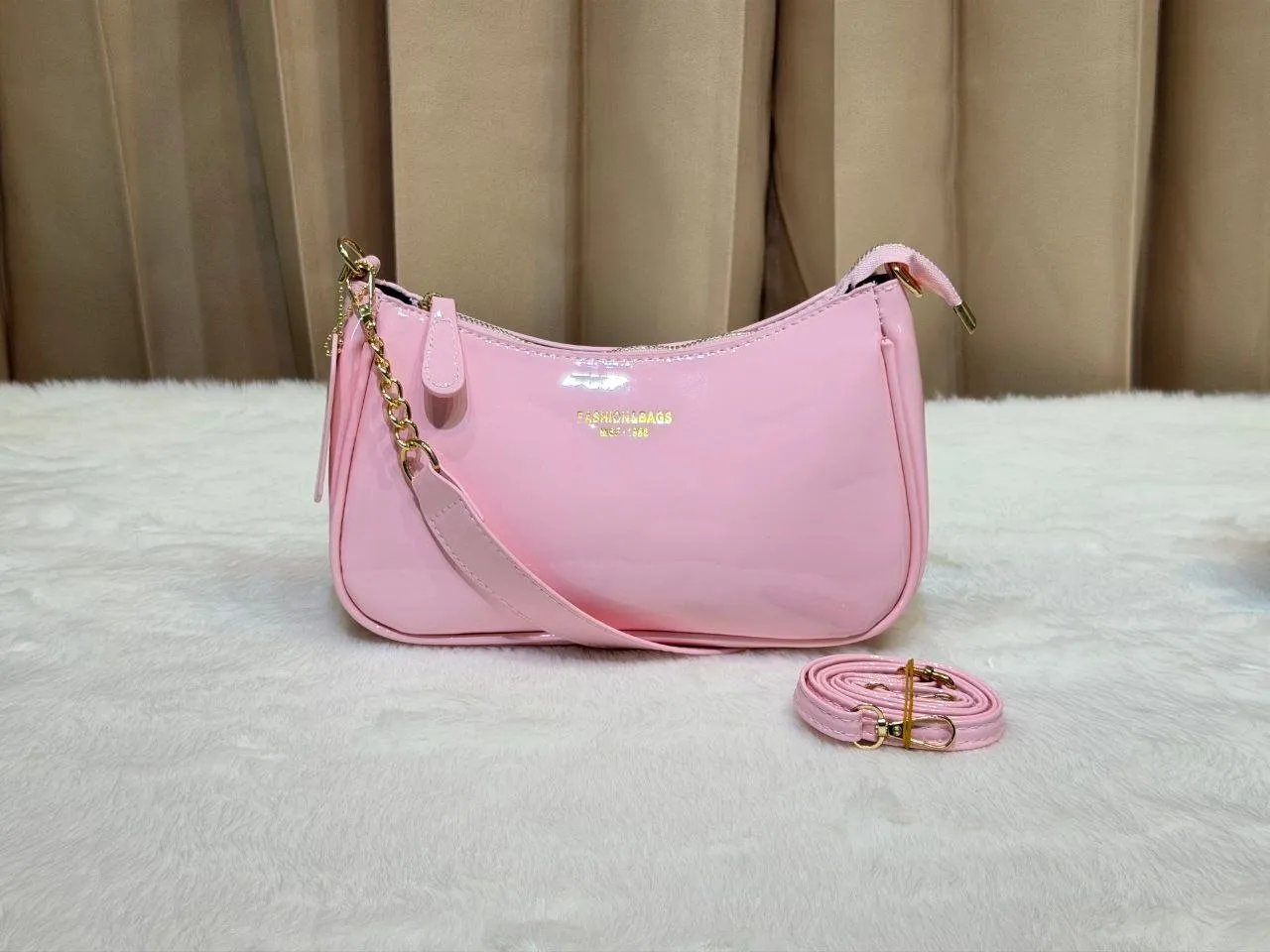 photo_6237786724784346656_y-1 Women's Premium Patent Leather Shoulder Bag | Elegant Crossbody Handbag with Adjustable Strap | Stylish Ladies Purse - Image 1