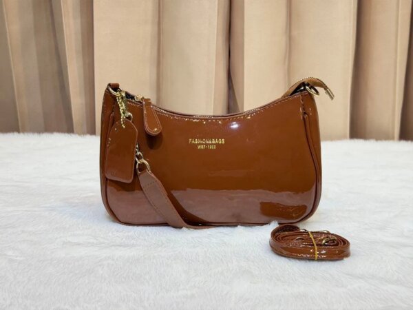 Women's Premium Patent Leather Shoulder Bag | Elegant Crossbody Handbag with Adjustable Strap | Stylish Ladies Purse