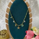 SS Stone Necklace for Women | Stainless Steel Bow & Heart Pendant Necklace | Elegant Gold-Tone Fashion Jewelry