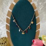 SS Stone Necklace for Women | Stainless Steel Bow & Heart Pendant Necklace | Elegant Gold-Tone Fashion Jewelry