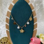 SS Stone Necklace for Women | Stainless Steel Bow & Heart Pendant Necklace | Elegant Gold-Tone Fashion Jewelry