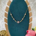 SS Stone Necklace for Women | Stainless Steel Bow & Heart Pendant Necklace | Elegant Gold-Tone Fashion Jewelry