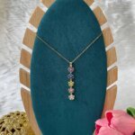 SS Stone Necklace for Women | Stainless Steel Bow & Heart Pendant Necklace | Elegant Gold-Tone Fashion Jewelry