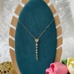 SS Stone Necklace for Women | Stainless Steel Bow & Heart Pendant Necklace | Elegant Gold-Tone Fashion Jewelry