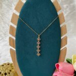 SS Stone Necklace for Women | Stainless Steel Bow & Heart Pendant Necklace | Elegant Gold-Tone Fashion Jewelry