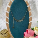SS Stone Necklace for Women | Stainless Steel Bow & Heart Pendant Necklace | Elegant Gold-Tone Fashion Jewelry