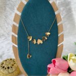 SS Stone Necklace for Women | Stainless Steel Bow & Heart Pendant Necklace | Elegant Gold-Tone Fashion Jewelry