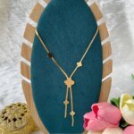 SS Stone Necklace for Women | Stainless Steel Bow & Heart Pendant Necklace | Elegant Gold-Tone Fashion Jewelry