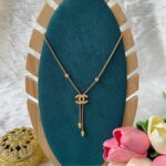 SS Stone Necklace for Women | Stainless Steel Bow & Heart Pendant Necklace | Elegant Gold-Tone Fashion Jewelry