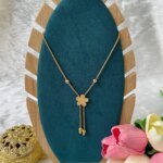 SS Stone Necklace for Women | Stainless Steel Bow & Heart Pendant Necklace | Elegant Gold-Tone Fashion Jewelry