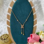 SS Stone Necklace for Women | Stainless Steel Bow & Heart Pendant Necklace | Elegant Gold-Tone Fashion Jewelry