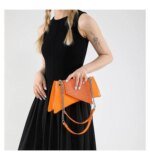 Women’s PU Leather Shoulder Bag | Trendy Crocodile Texture Crossbody Handbag | Orange & Pink Fashion Bag - Image 2
