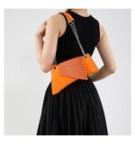 Women’s PU Leather Shoulder Bag | Trendy Crocodile Texture Crossbody Handbag | Orange & Pink Fashion Bag - Image 3