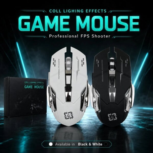 T1 & T2 Professional Wireless Gaming Mouse | Rechargeable Battery | Cool Backlight for FPS Shooter