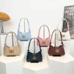 Women’s PU Leather Shoulder Bag | Trendy Mini Hobo Handbag | Sky Blue, Pink & White Ladies Fashion Bag