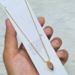 SS Stone Necklace for Women | Stainless Steel Bow & Heart Pendant Necklace | Elegant Gold-Tone Fashion Jewelry