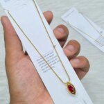 SS Stone Necklace for Women | Stainless Steel Bow & Heart Pendant Necklace | Elegant Gold-Tone Fashion Jewelry