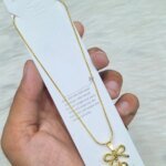 SS Stone Necklace for Women | Stainless Steel Bow & Heart Pendant Necklace | Elegant Gold-Tone Fashion Jewelry