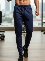 2 pcs combo Mens Trousers High Elastic Long Pants - Image 2