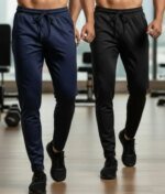 2 pcs combo Mens Trousers High Elastic Long Pants - Image 3