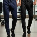 2 pcs combo Mens Trousers High Elastic Long Pants