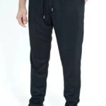 Men's Fashion Mens Trousers High Elastic Long Pants (Black)